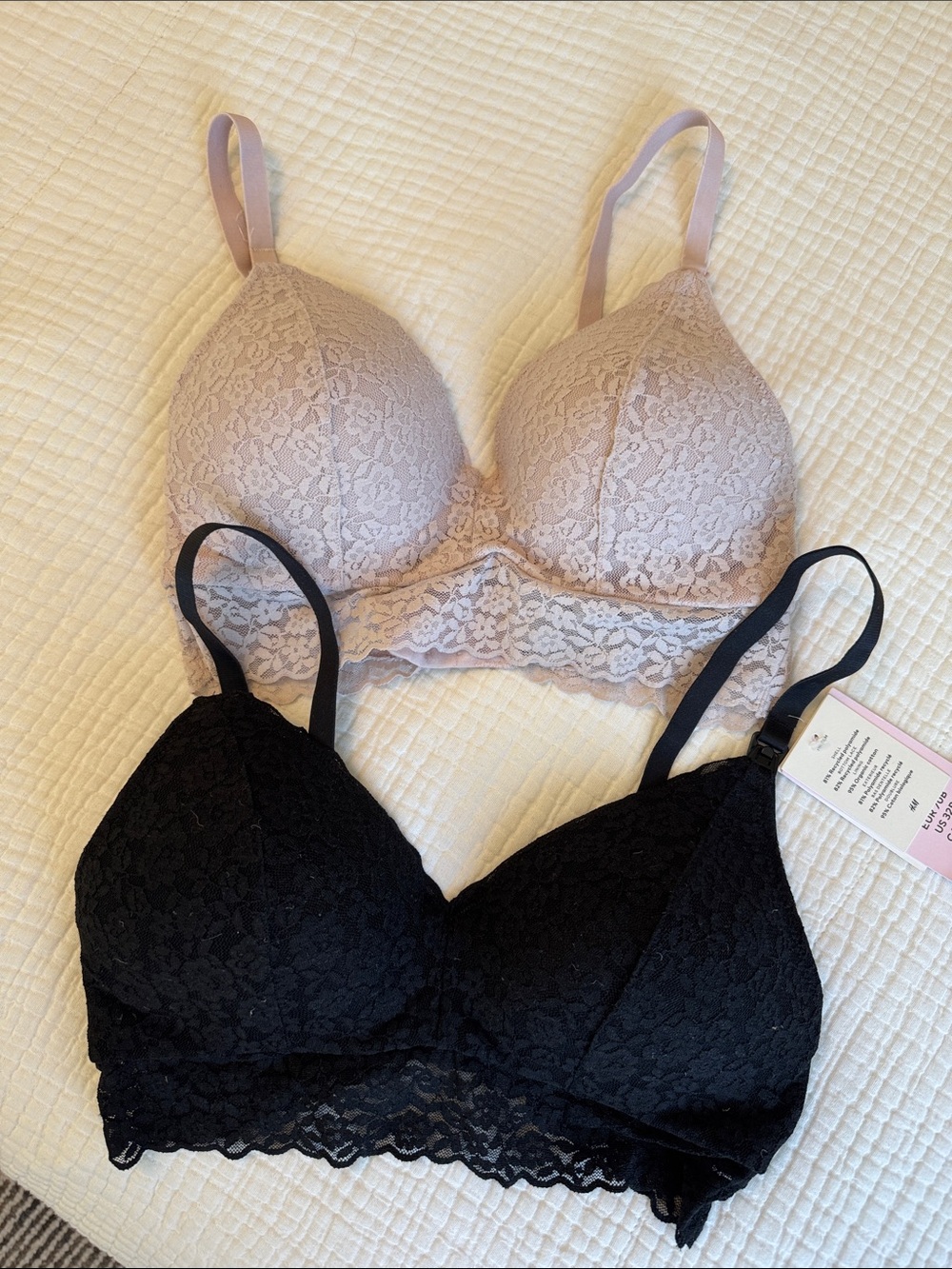 H&M Lace Nursing Bras in Light Pink and Black